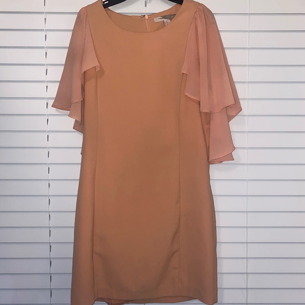Peach Mini Dress with Layered Sleeves